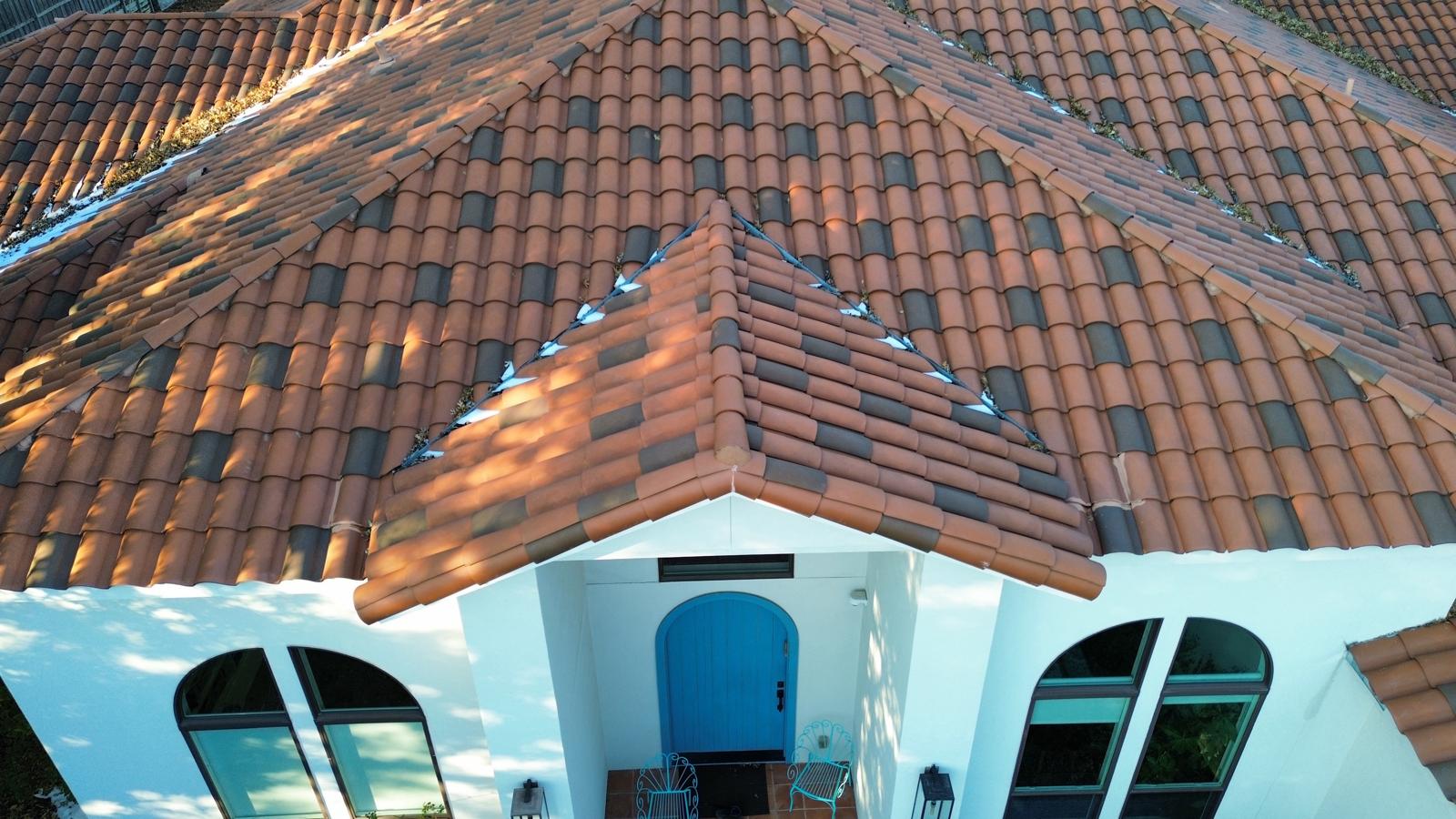 Barrel-tile roof over a stucco home